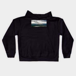 Aerial view of power plant and smoke from chimneys Kids Hoodie